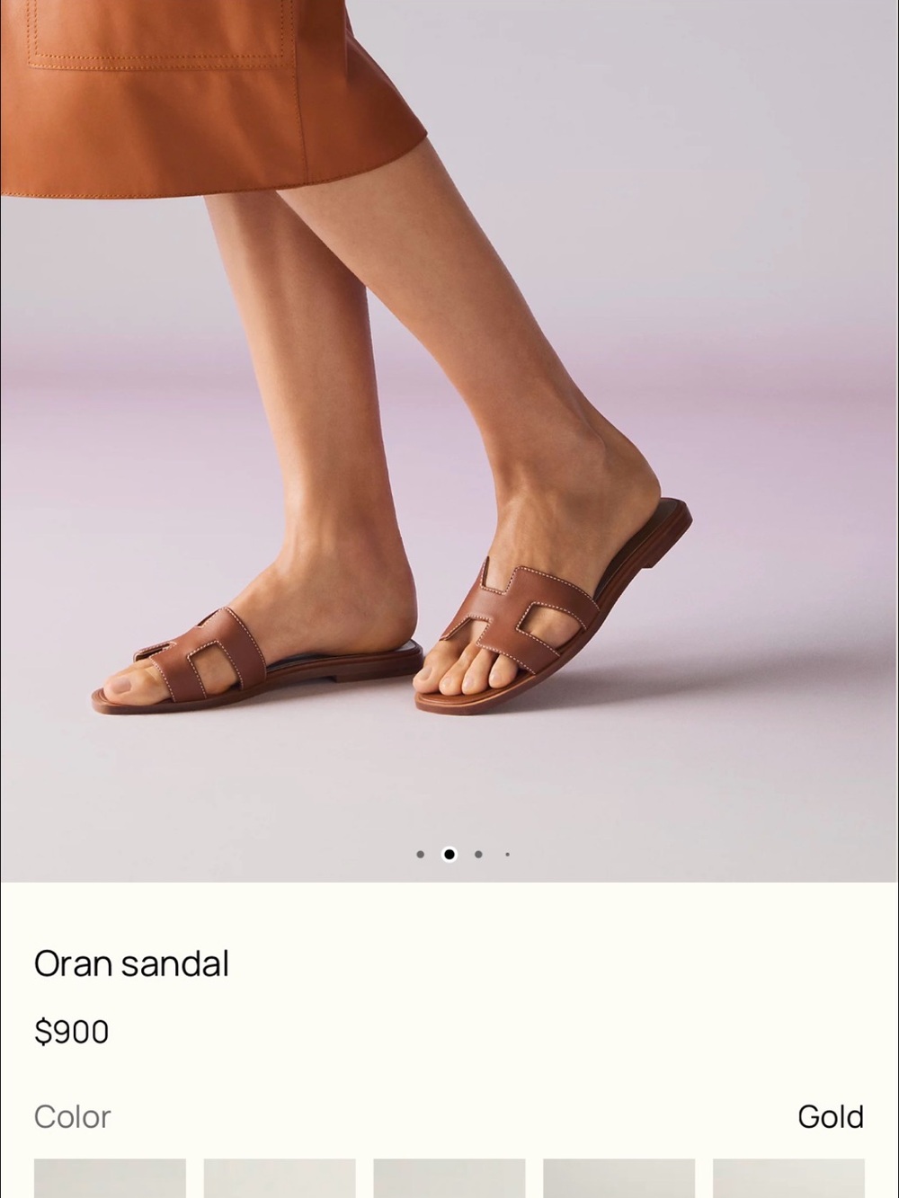 Hermes Brown Women's Leather Oran Slide Sandals